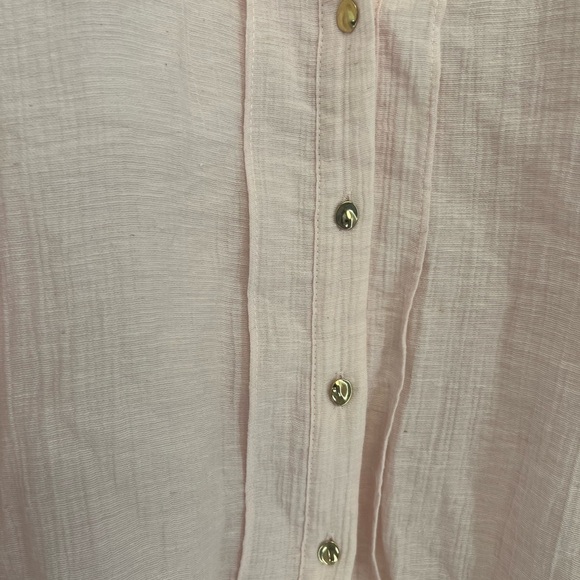 Zara Oversized Wrinkle Effect Semi Sheer Gold Button Detail Button Down Blouse - Picture 5 of 8